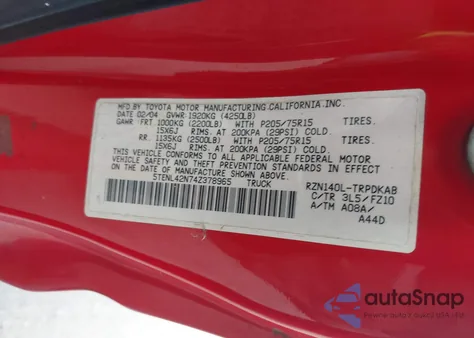 2004 Toyota Tacoma z USA, uszkodzony, nr VIN 5TENL42N74Z378965